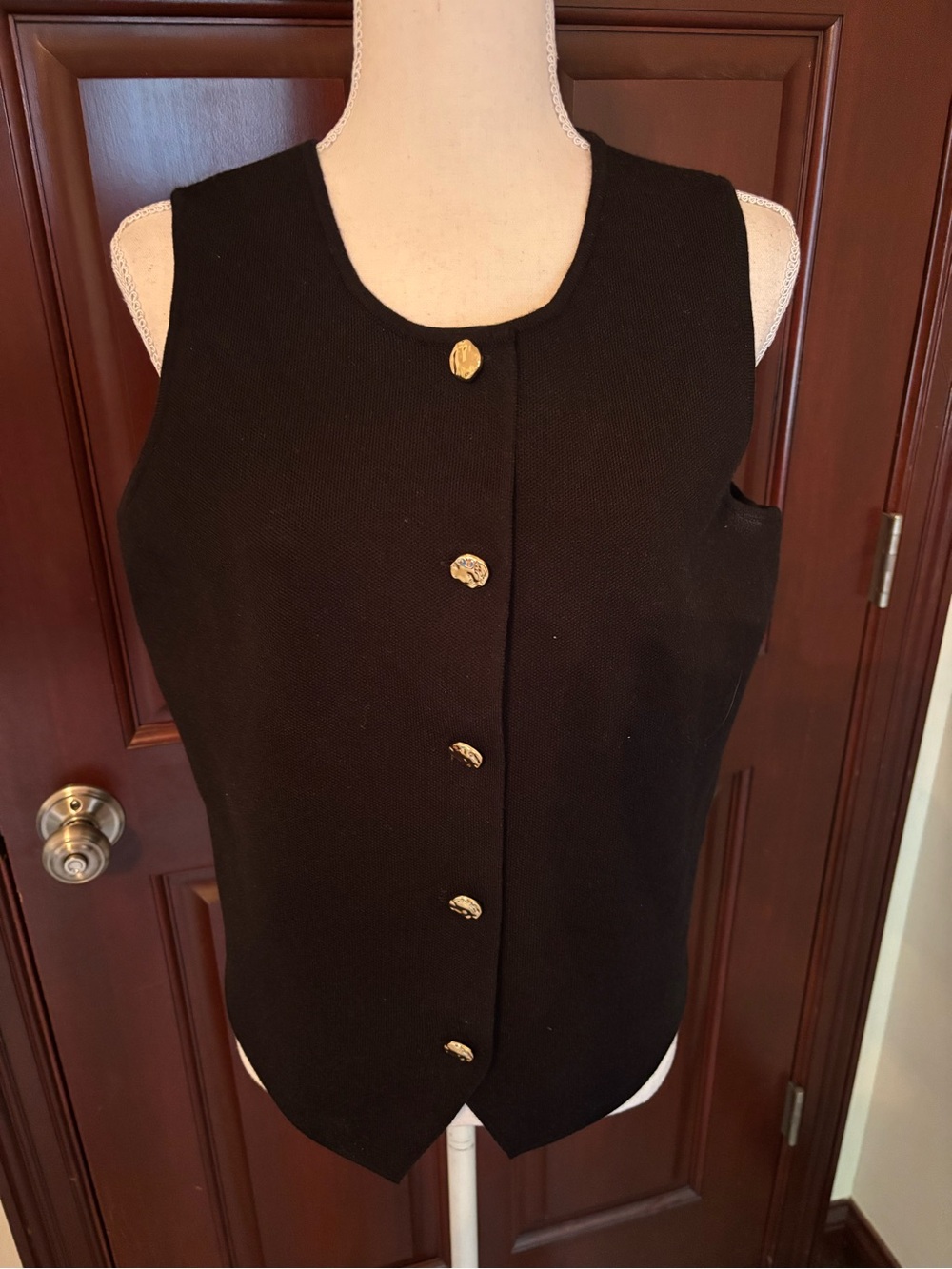 Rachel Zoe Black Sleeveless Button Front Vest with Gold Buttons